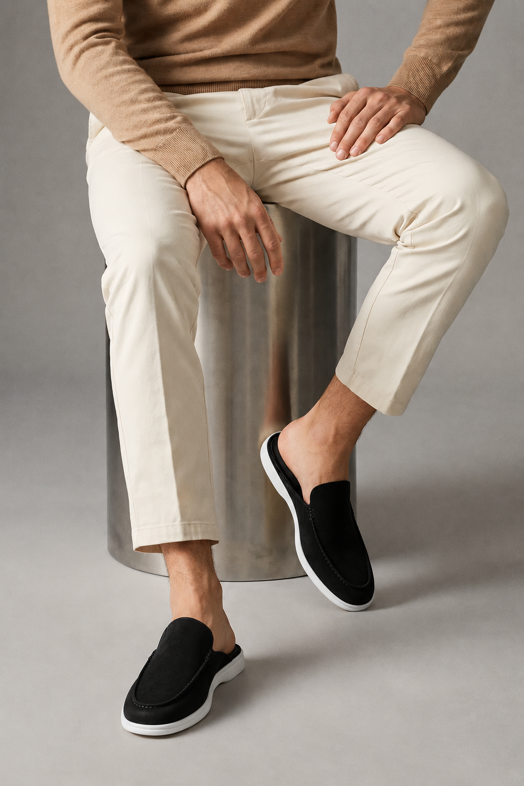Mule Loafer til Mænd i Sort - Komfortabel Slip-On Sko med Åben Hæl - - Sko - Valmont Wear