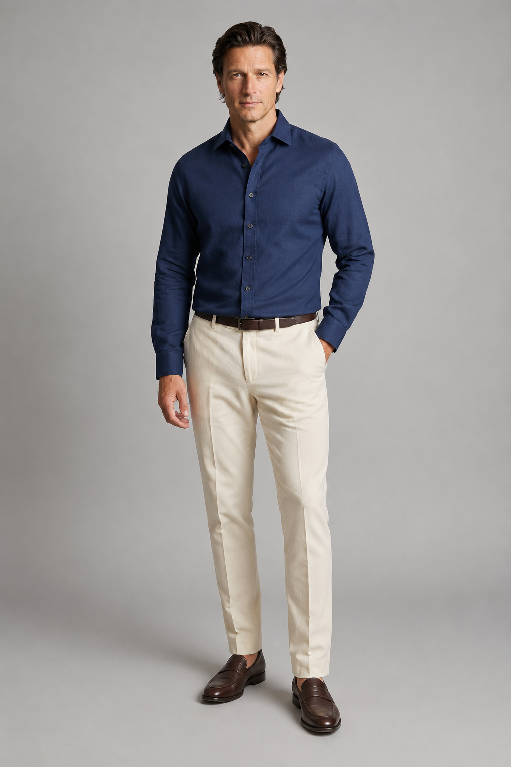 Skjorte til Mænd - Marineblå - Polyester - Regular Fit