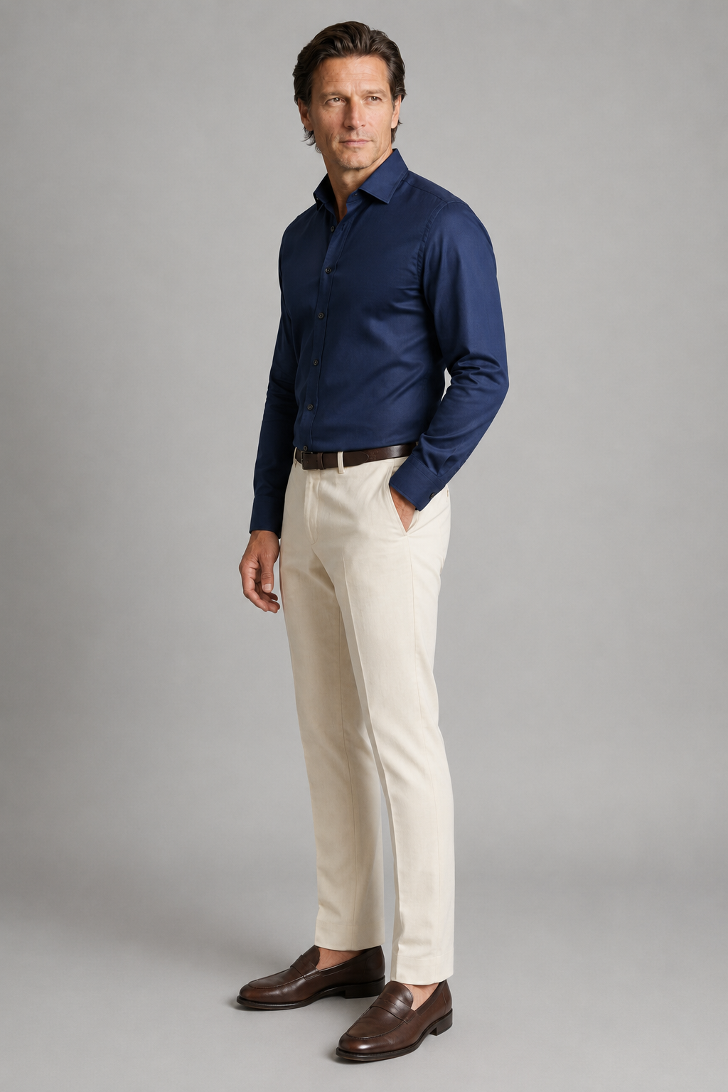 Skjorte til Mænd - Marineblå - Polyester - Regular Fit
