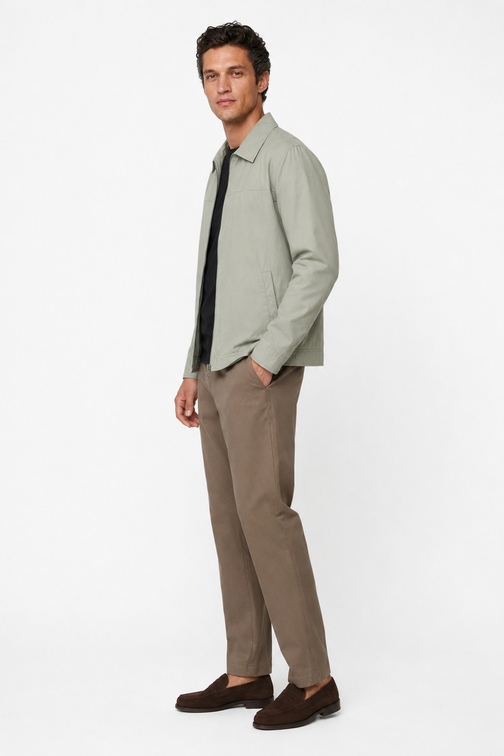 Herre Twill Jakke i Ærtegrøn Uld - Letvægts Regular Fit, Varm & Komfortabel - - Jakker - Valmont Wear