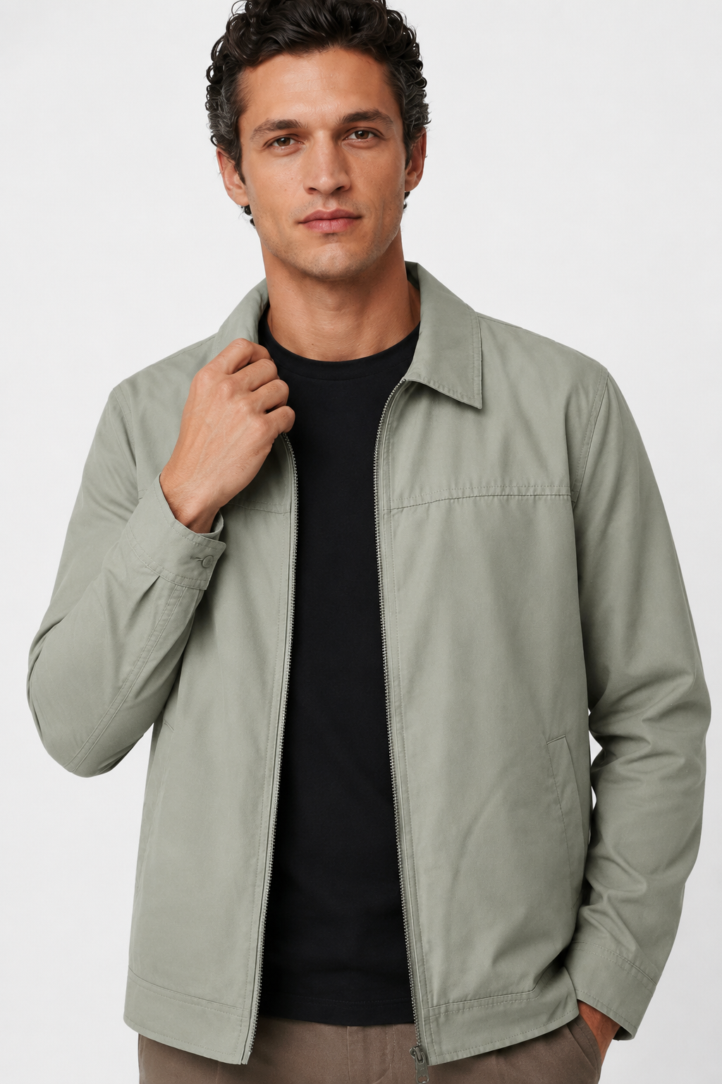 Herre Twill Jakke i Ærtegrøn Uld - Letvægts Regular Fit, Varm & Komfortabel - - Jakker - Valmont Wear