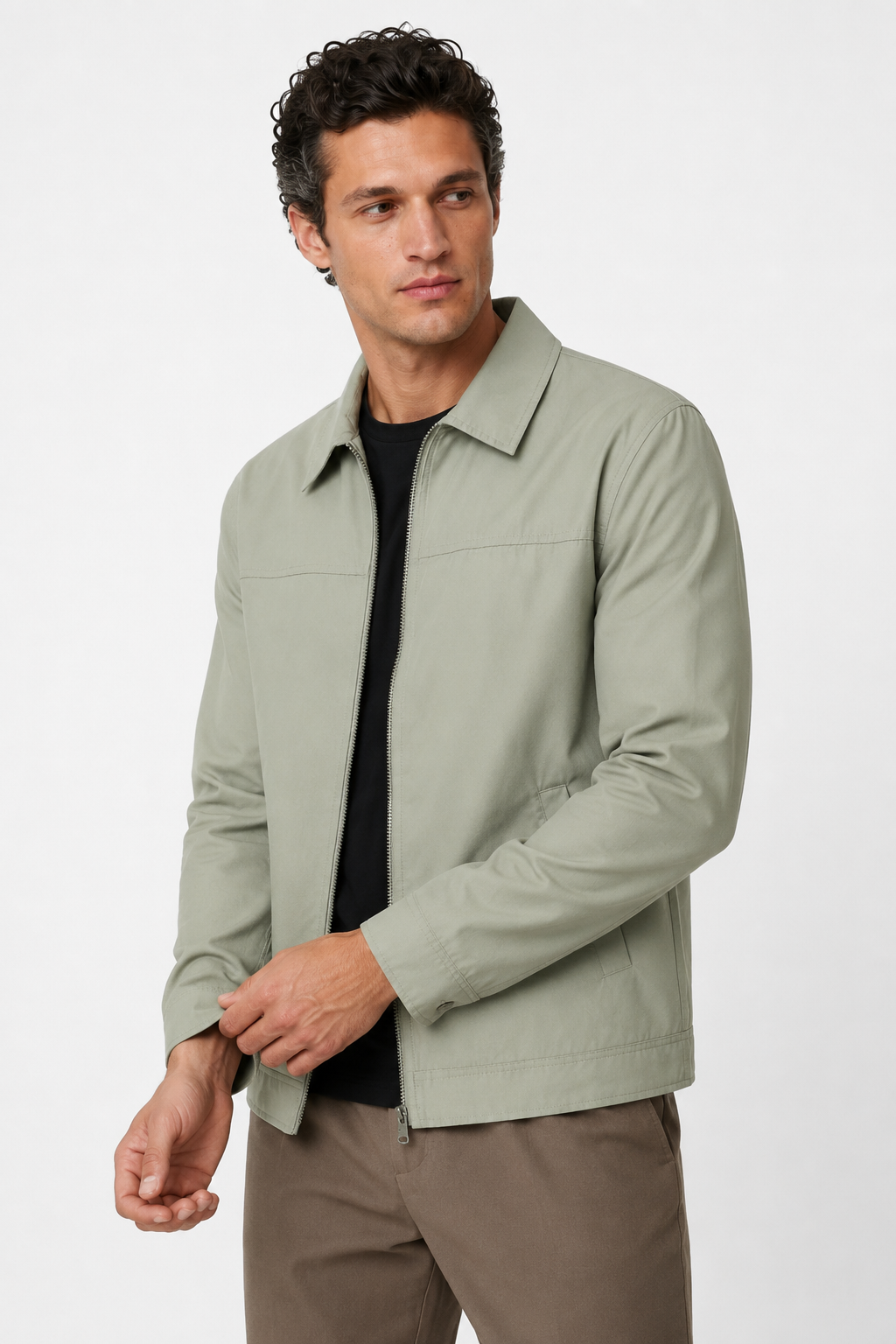 Herre Twill Jakke i Ærtegrøn Uld - Letvægts Regular Fit, Varm & Komfortabel - - Jakker - Valmont Wear