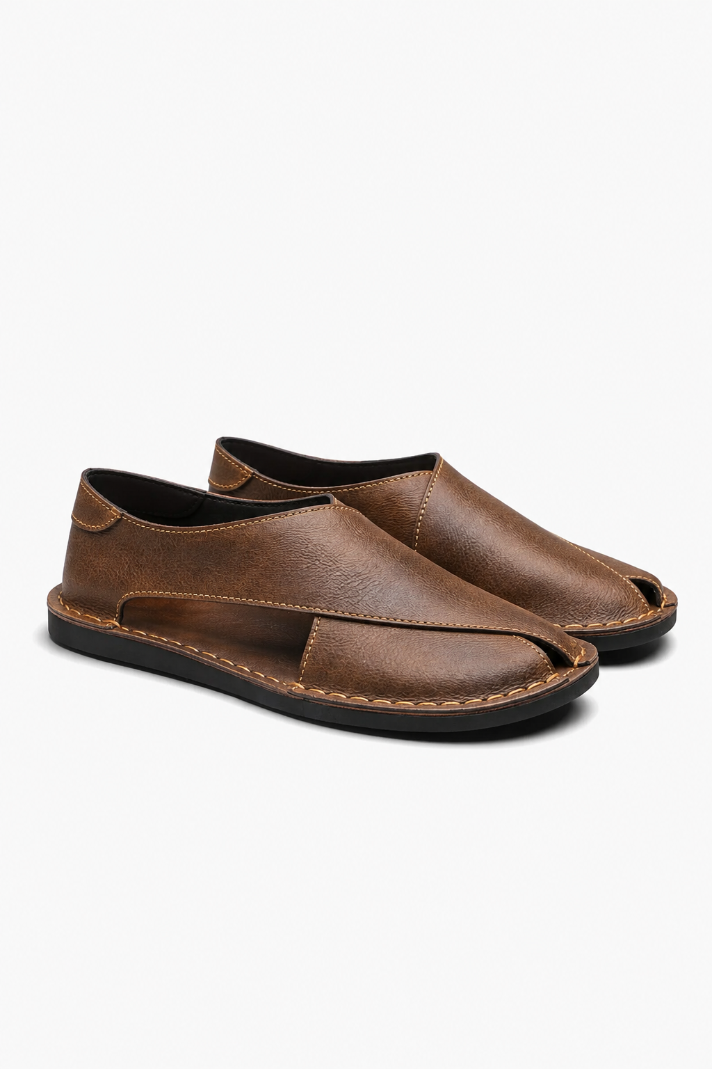 Herresandaler i Brun Læder - Åben Side Stil til Sommer - - Sko - Valmont Wear