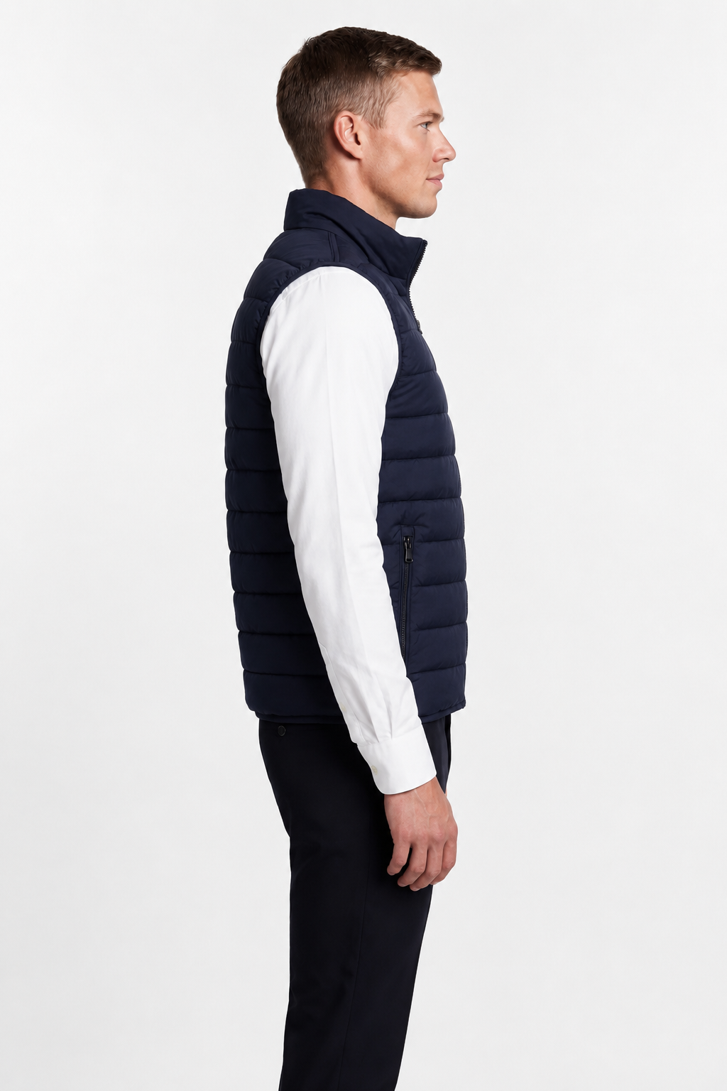 Puffervest til mænd: Marineblå polyestervest til hverdagsbrug og udendørsaktiviteter - - Puffer Vest - Valmont Wear