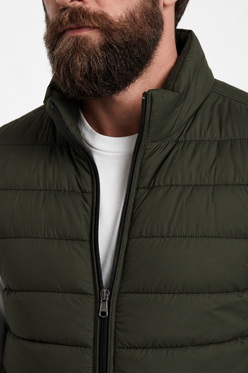 Herre Dunvest – Armygrøn Letvægts Puffer Vest med Lynlås. Varm til Hverdag. - - Puffer Vest - Valmont Wear