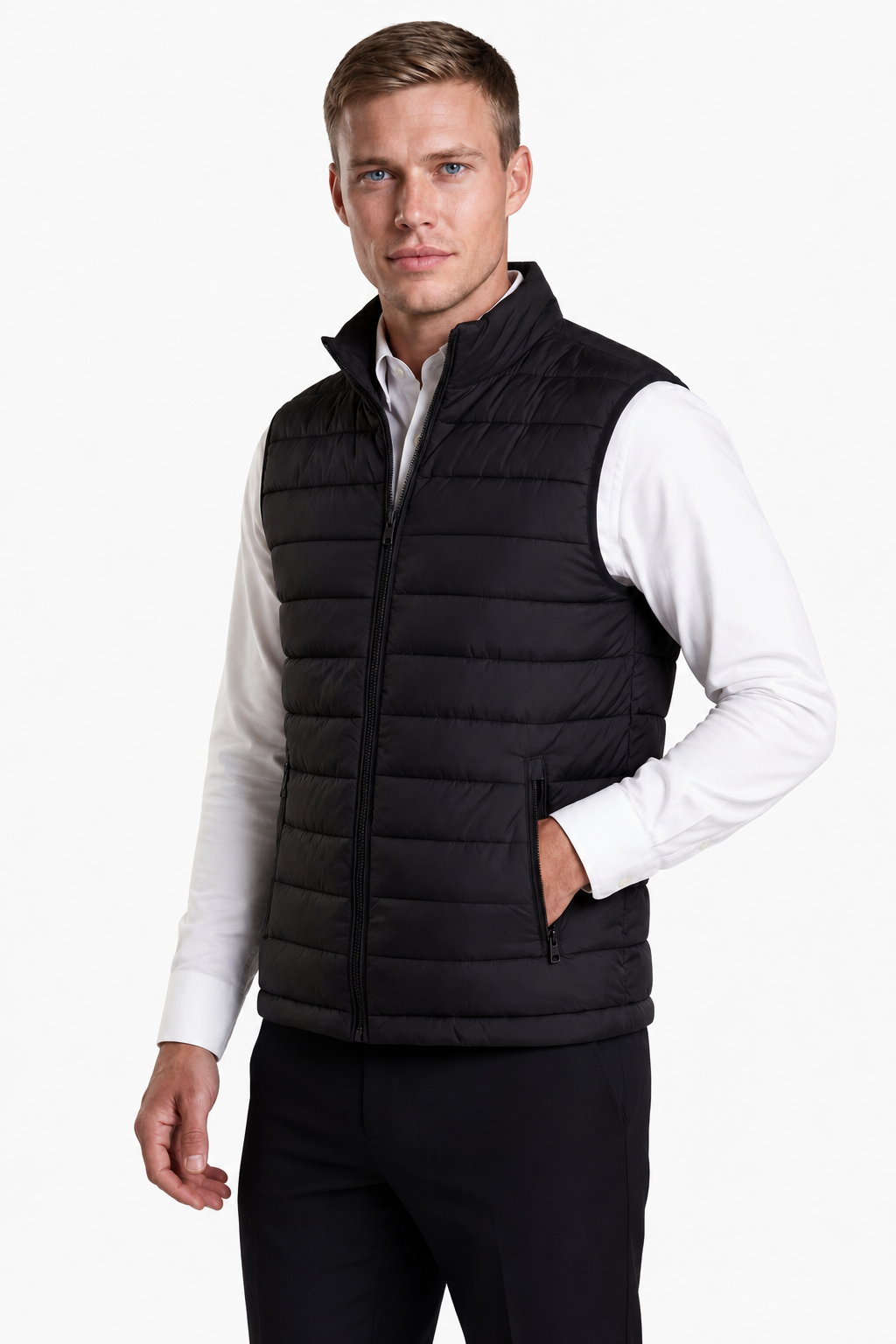 Herre Puffer Vest – Varm, Letvægts Polyester Vest med Lynlås til Mænd - - Puffer Vest - Valmont Wear