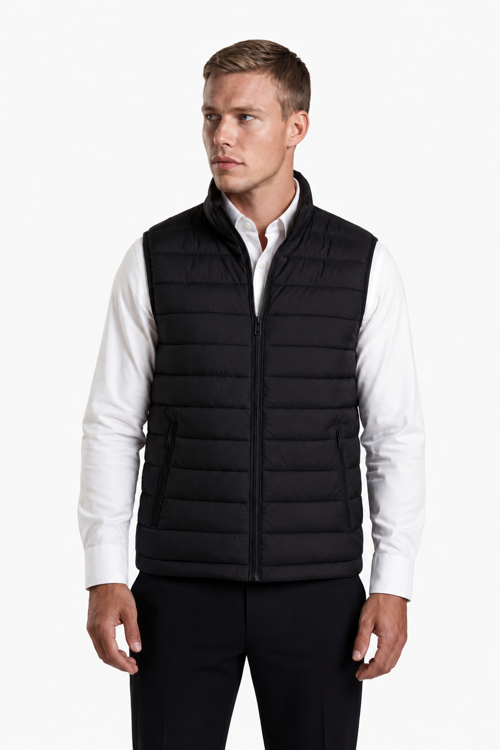 Herre Puffer Vest – Varm, Letvægts Polyester Vest med Lynlås til Mænd - - Puffer Vest - Valmont Wear