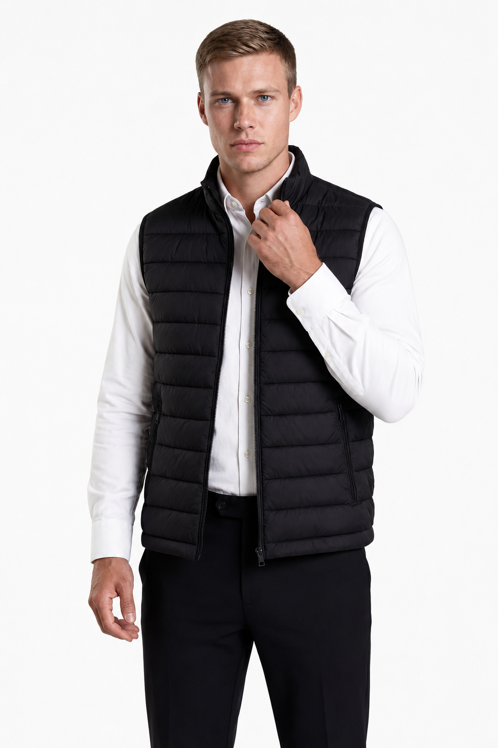 Herre Puffer Vest – Varm, Letvægts Polyester Vest med Lynlås til Mænd - - Puffer Vest - Valmont Wear
