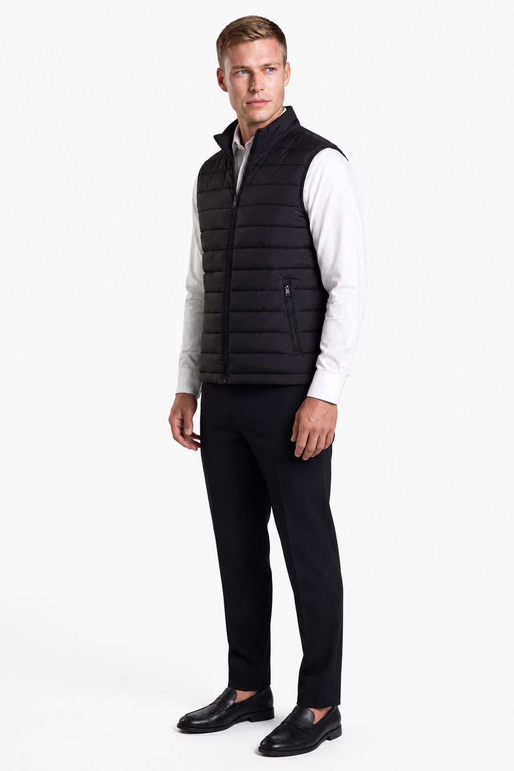 Herre Puffer Vest – Varm, Letvægts Polyester Vest med Lynlås til Mænd - - Puffer Vest - Valmont Wear