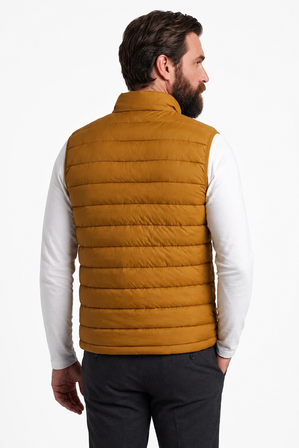 Puffervest til Mænd - Gurkemeje - Polyester - Regular Fit - - Puffer Vest - Valmont Wear