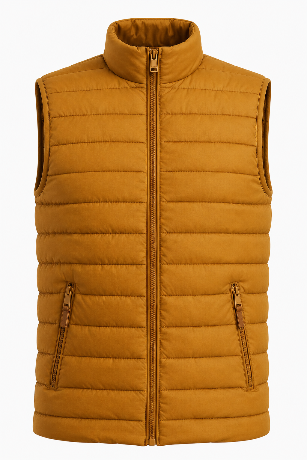 Puffervest til Mænd - Gurkemeje - Polyester - Regular Fit - - Puffer Vest - Valmont Wear