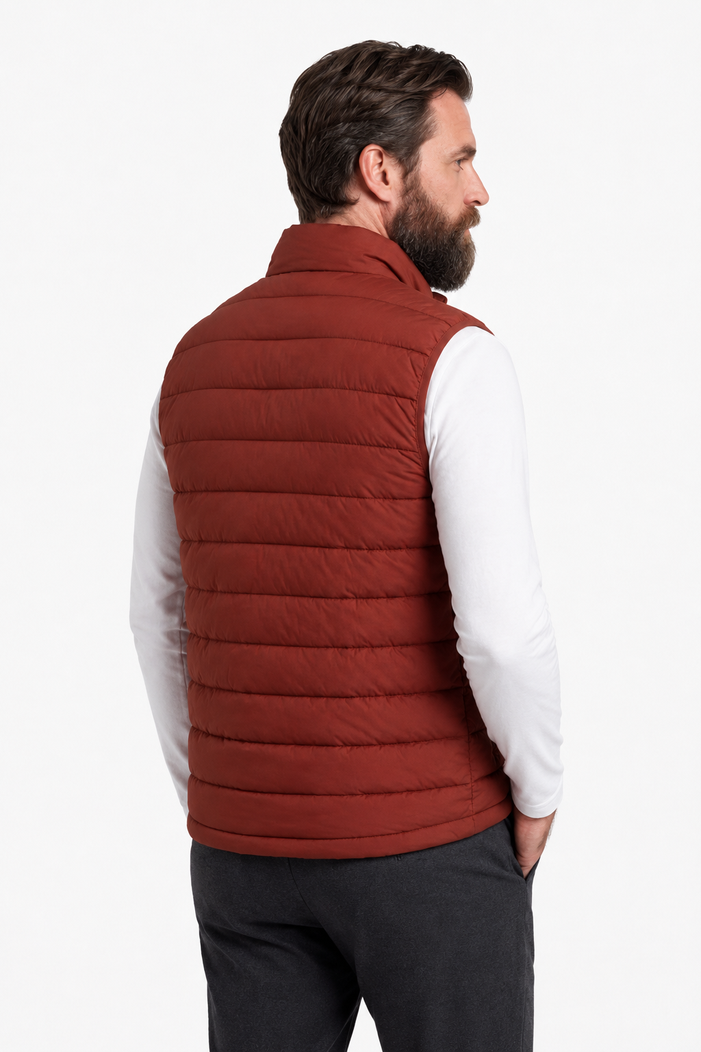 Puffervest til Mænd - Mursteensrød - Polyester - Regular Fit - - Puffer Vest - Valmont Wear