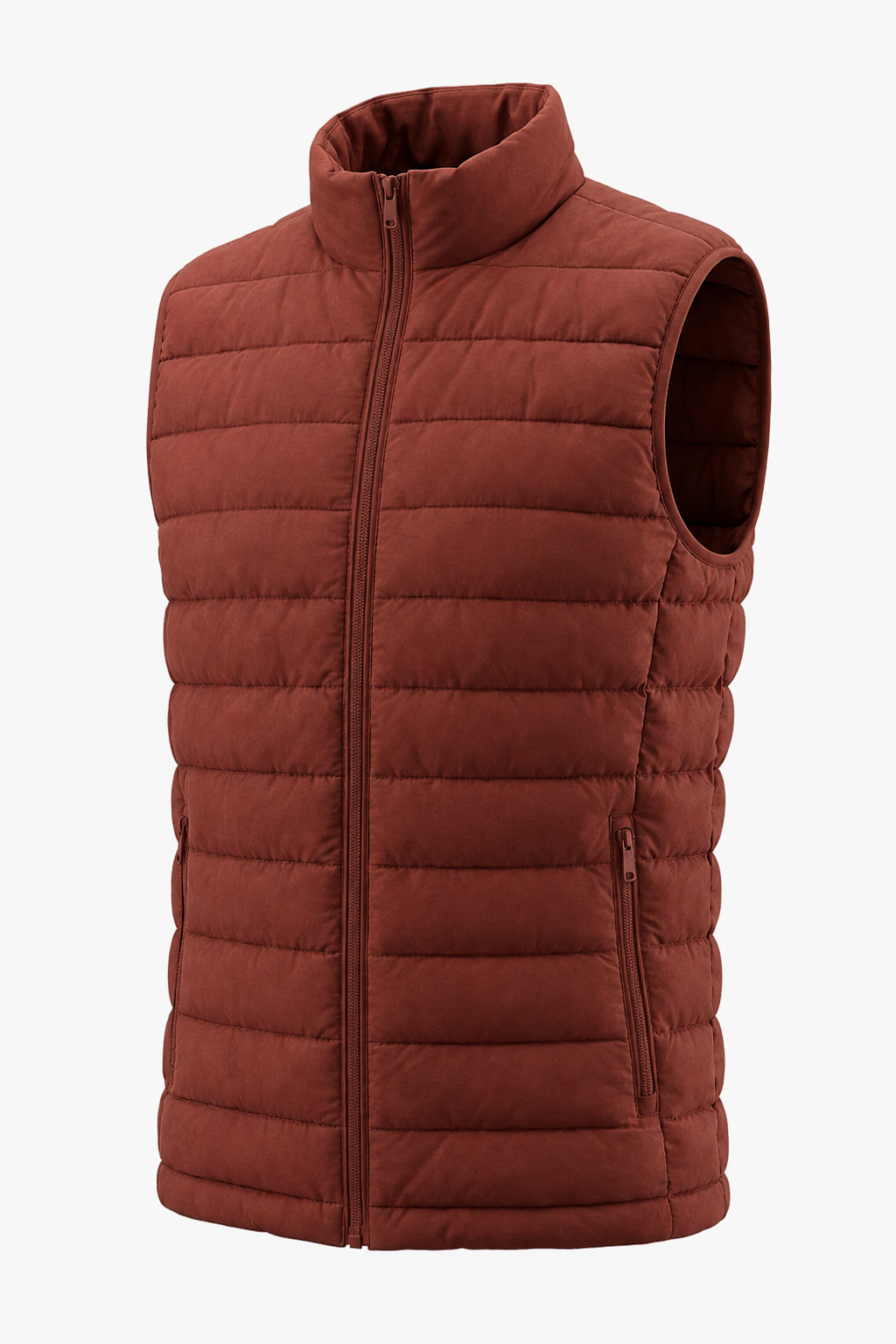 Puffervest til Mænd - Mursteensrød - Polyester - Regular Fit - - Puffer Vest - Valmont Wear