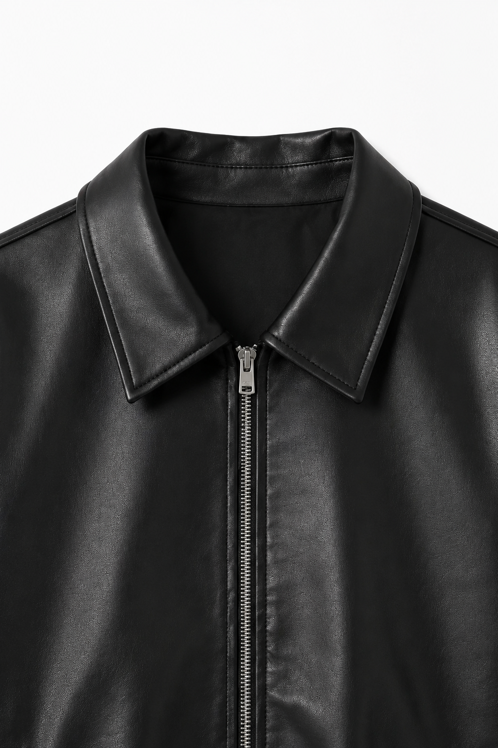 Herre Sort PU Læderjakke med Lynlås – Klassisk Casual Design - - Jakker - Valmont Wear
