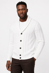 Strikket Cardigan med Sjalskrave - Cremehvid - Premium Uld-Blanding - - Cardigans - Valmont Wear