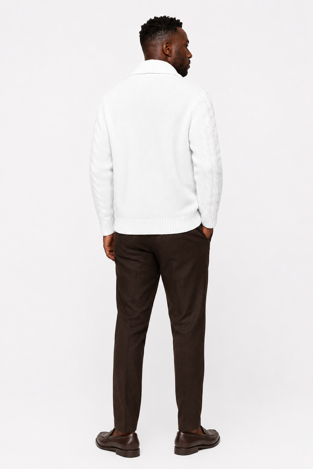 Strikket Cardigan med Sjalskrave - Cremehvid - Premium Uld-Blanding - - Cardigans - Valmont Wear