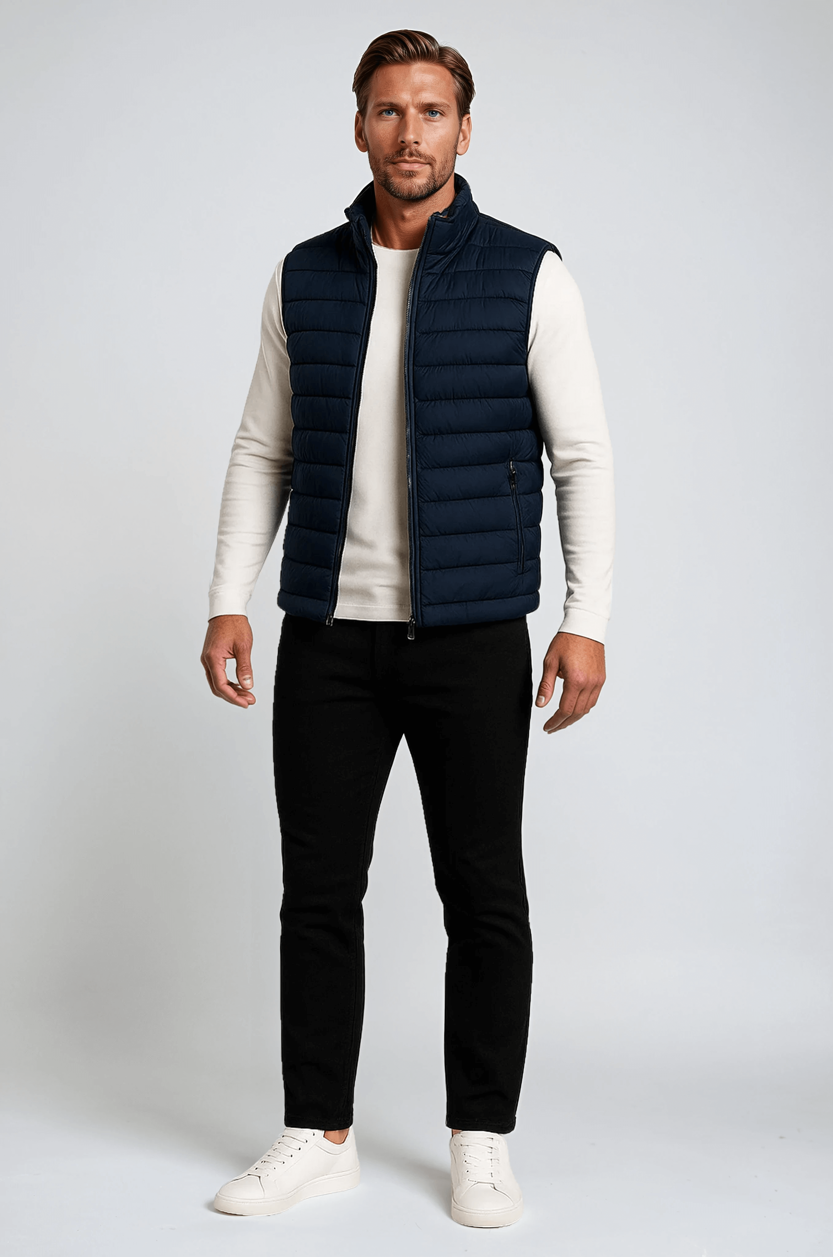 Premium Herre Marineblå Puffervest - Navy Blue - Puffer Vest - Valmont Wear