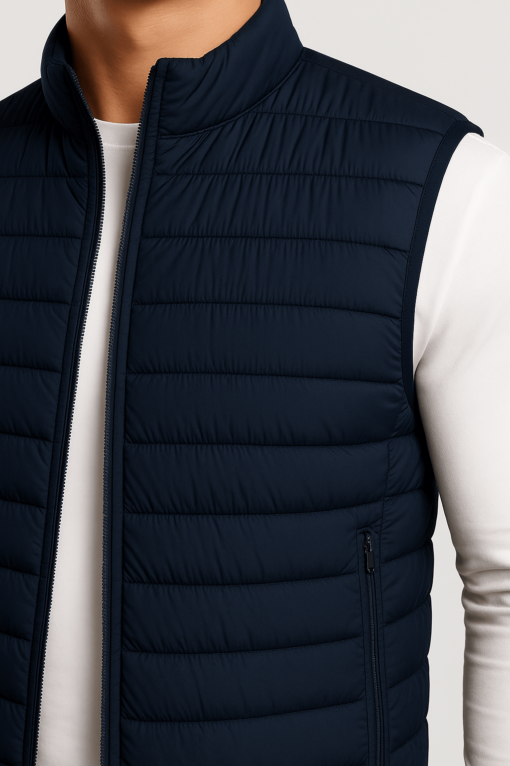 Premium Herre Marineblå Puffervest - - Puffer Vest - Valmont Wear