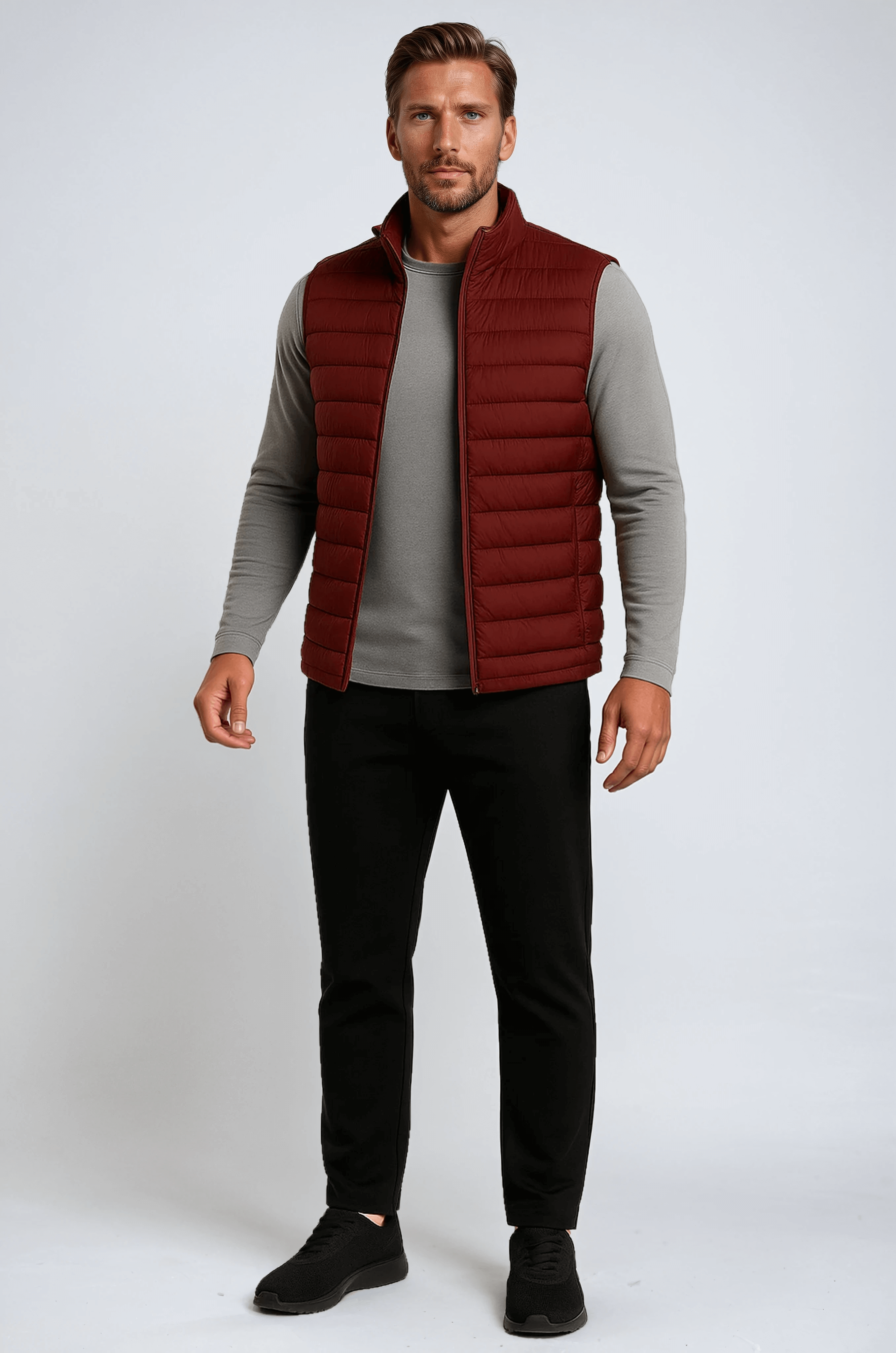 Premium Herre Murstensrød Puffervest - - Puffer Vest - Valmont Wear