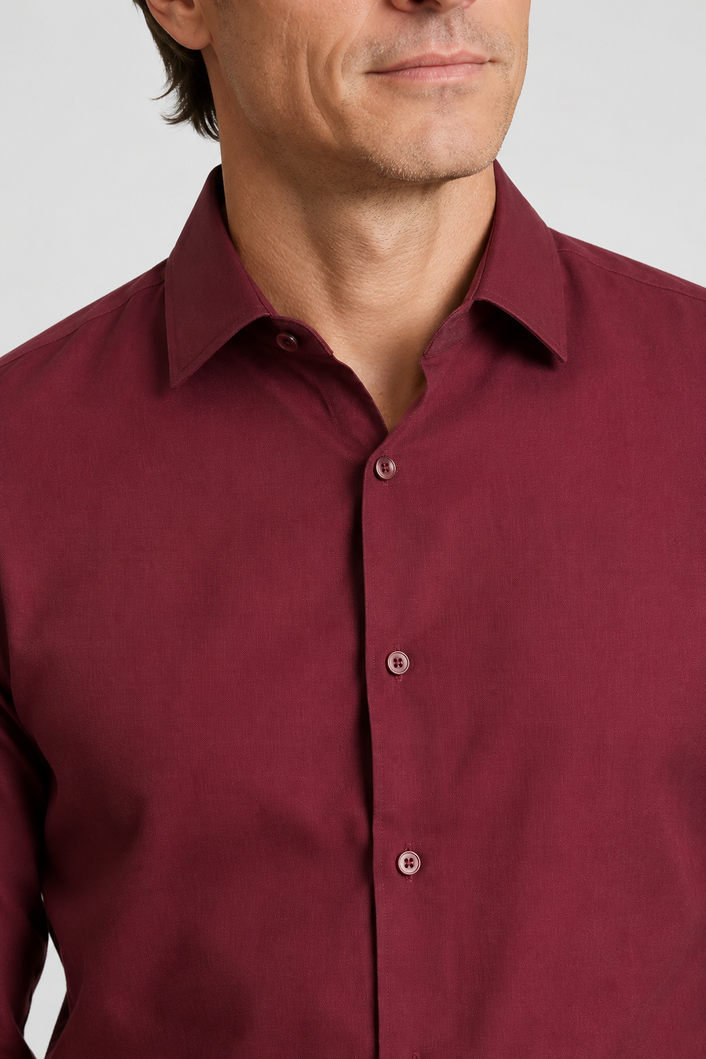 Chemise en lin pour hommes - Bordeaux - Lin - Coupe régulière