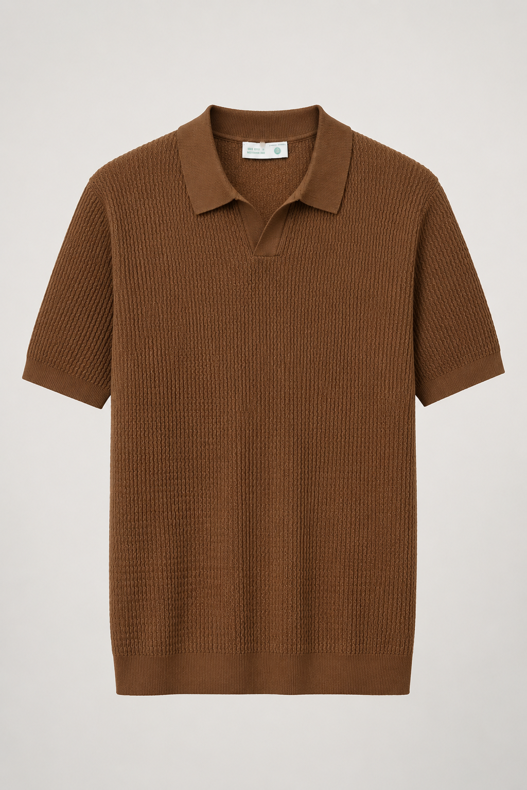 Ribbed Polo for Men - Espresso - Premium Knit Polo