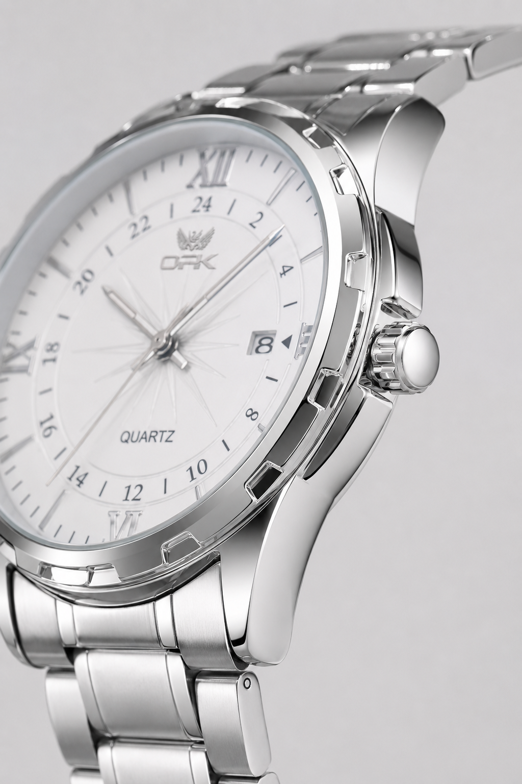 Men's Watch: Classic Quartz in Stainless Steel with White Dial, 50M Water Resistant & Date