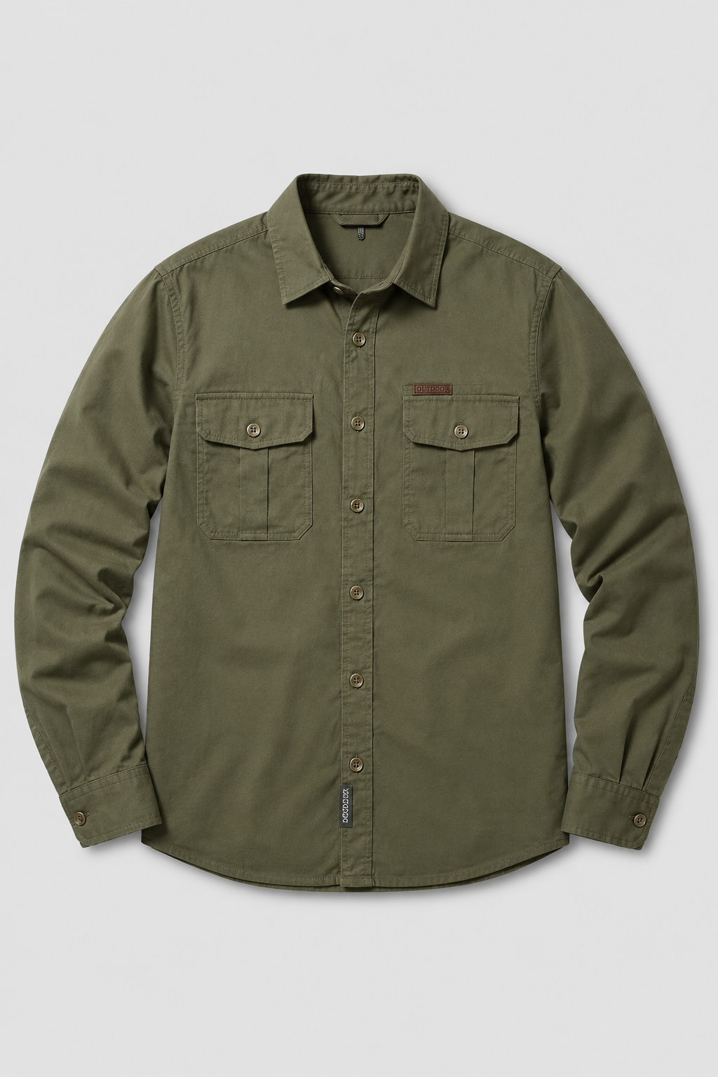 Overshirt-jacka för män i linne - olivgrön regular fit