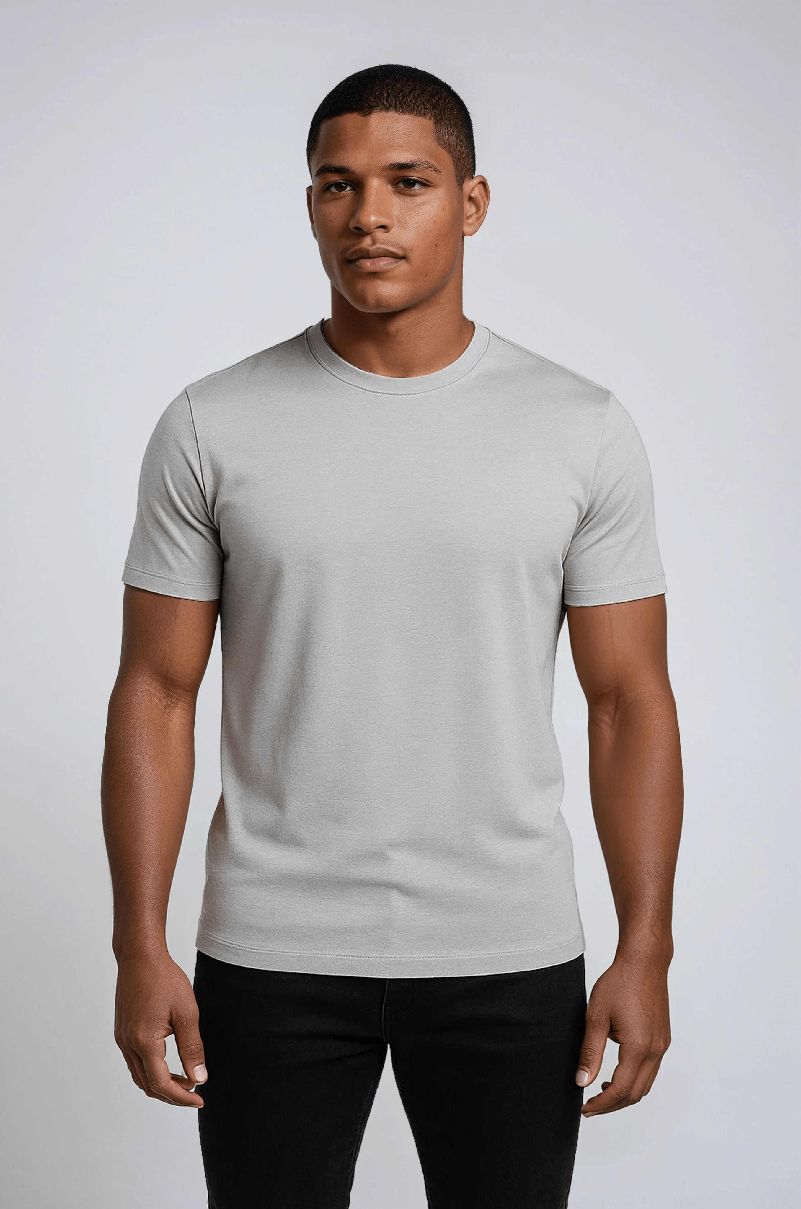 Herre Slim-Fit T-Shirt i Sølv Mist - XXL - Herre T-shirts - Valmont Wear