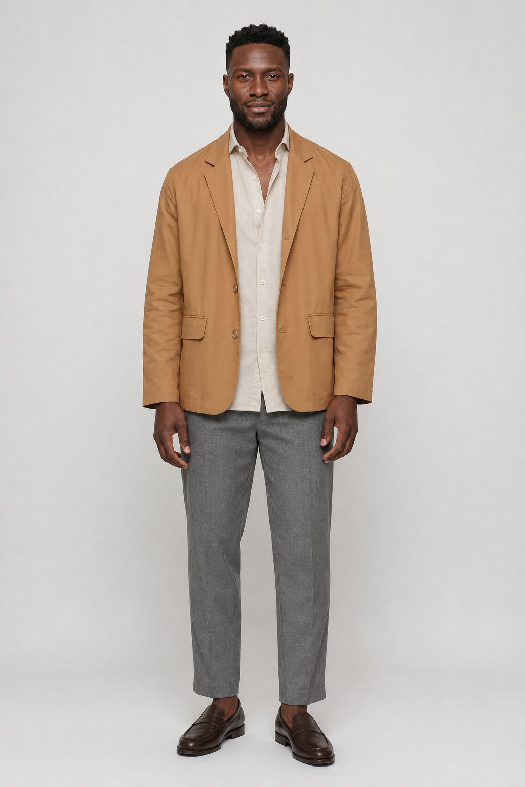 Beige hårig blazer - Ostrukturerad sommarjacka för män