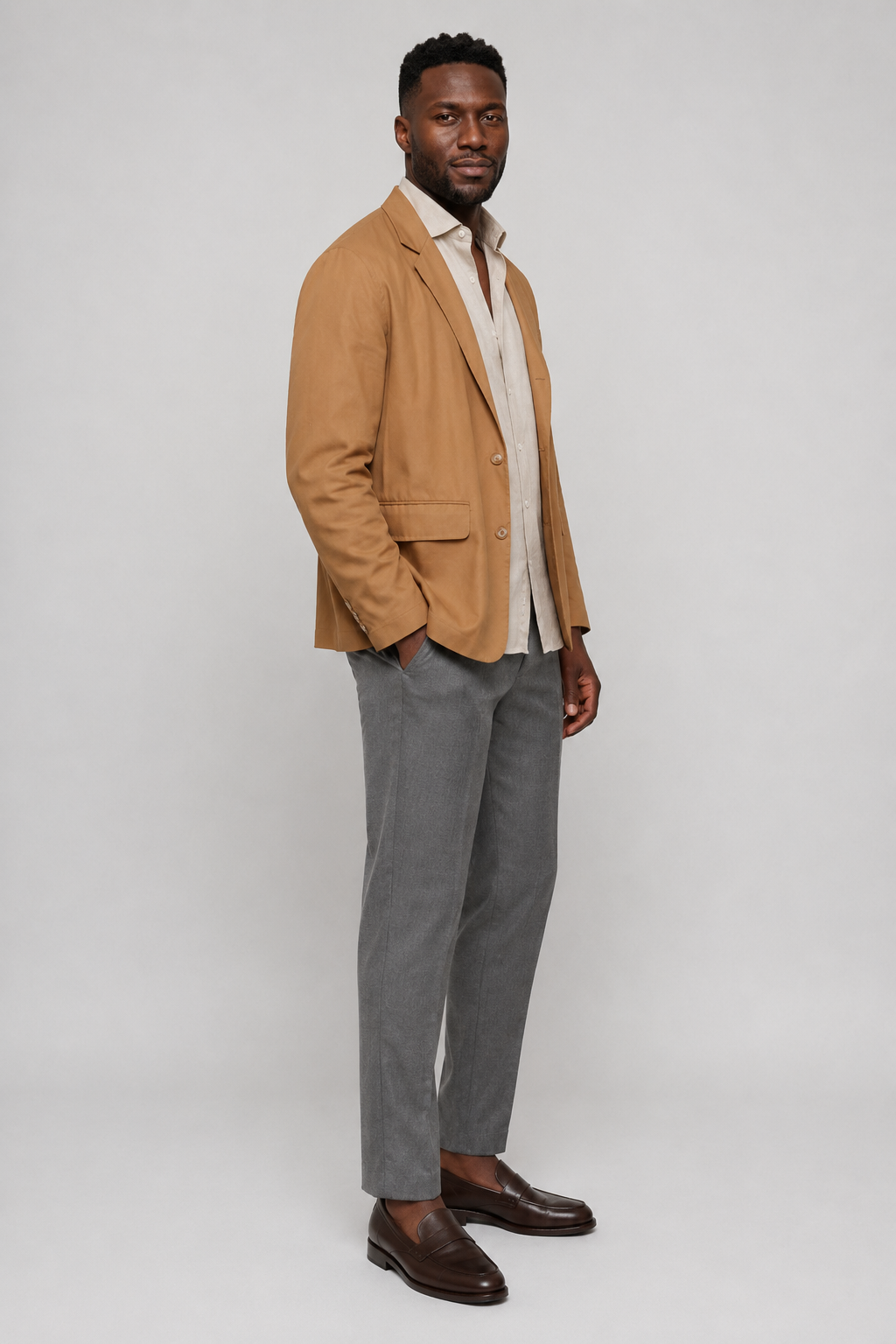 Beige Hør Blazer - Ustruktureret Sommer Jakke til Mænd