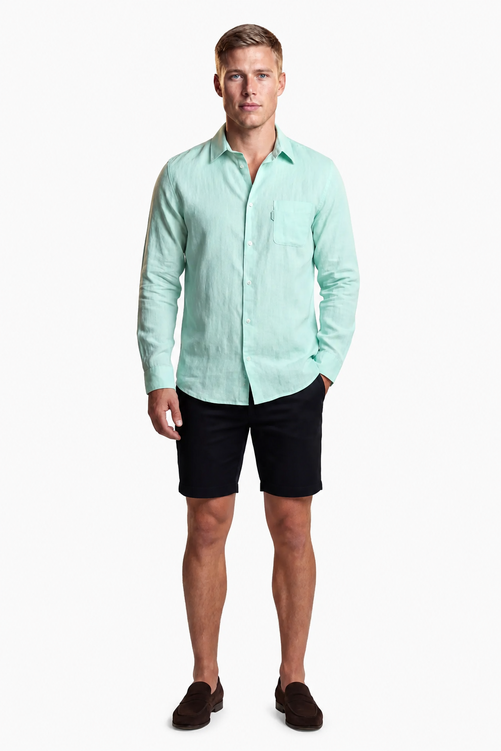 Monaco Summer Shirt Men Mint Green Microfiber