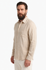 Sand-colored Regular Fit Microfiber Shirt for Men – Microfiber - - Linskjorte - Valmont Wear