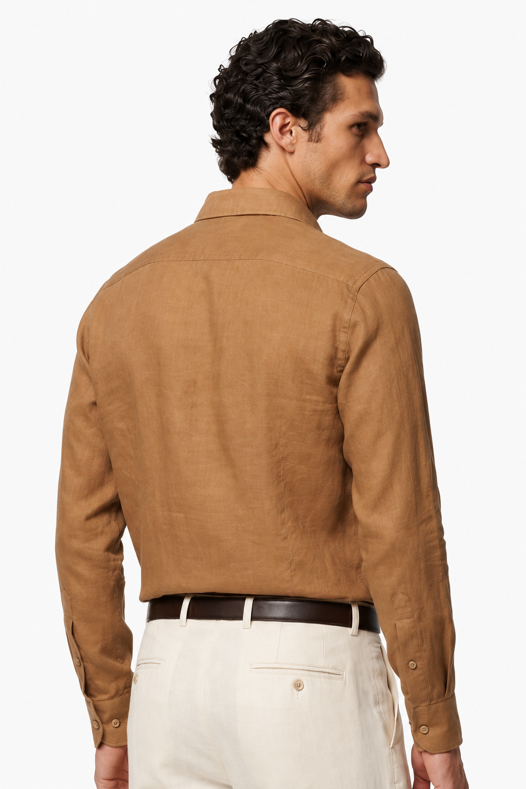 Mikrofiberskjorte til Mænd - Camelbrun Regular Fit Mikrofiberskjorte i Mikrofibre - - Linskjorte - Valmont Wear