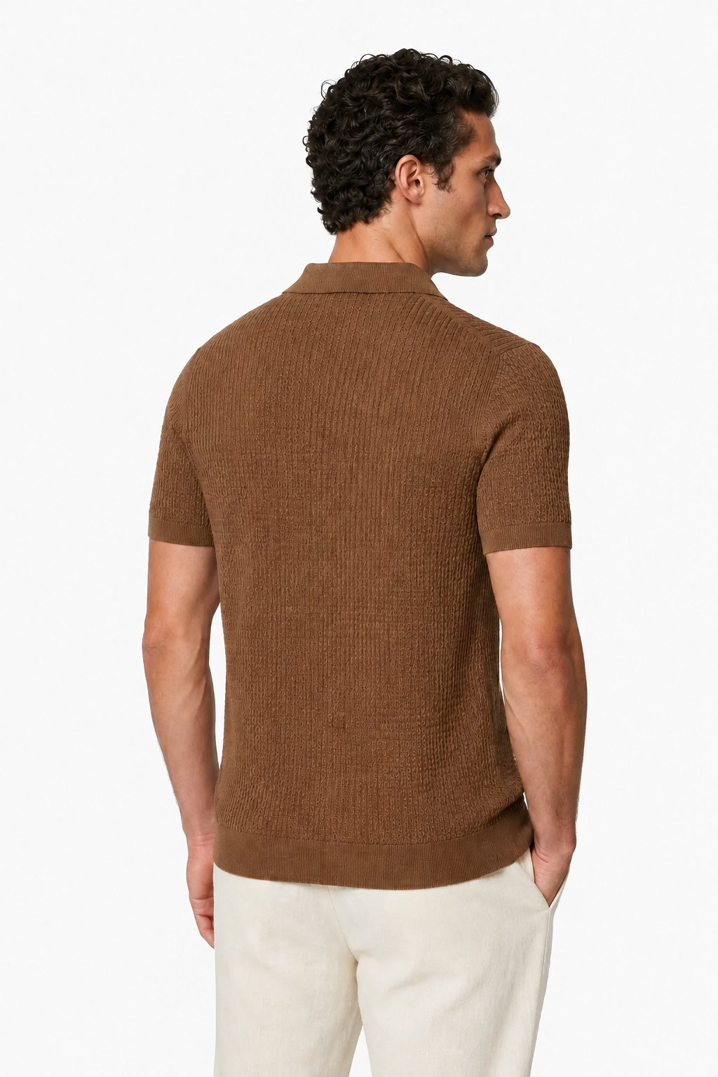 Ribstrikket Polo til Mænd - Espresso - Premium Strikpolo - - Polo - Valmont Wear
