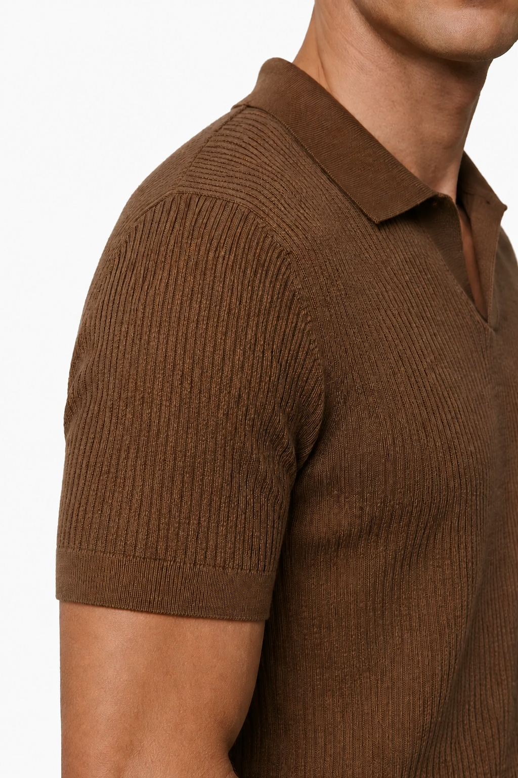 Ribstrikket Polo til Mænd - Espresso - Premium Strikpolo - - Polo - Valmont Wear