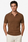 Ribstrikket Polo til Mænd - Espresso - Premium Strikpolo - - Polo - Valmont Wear