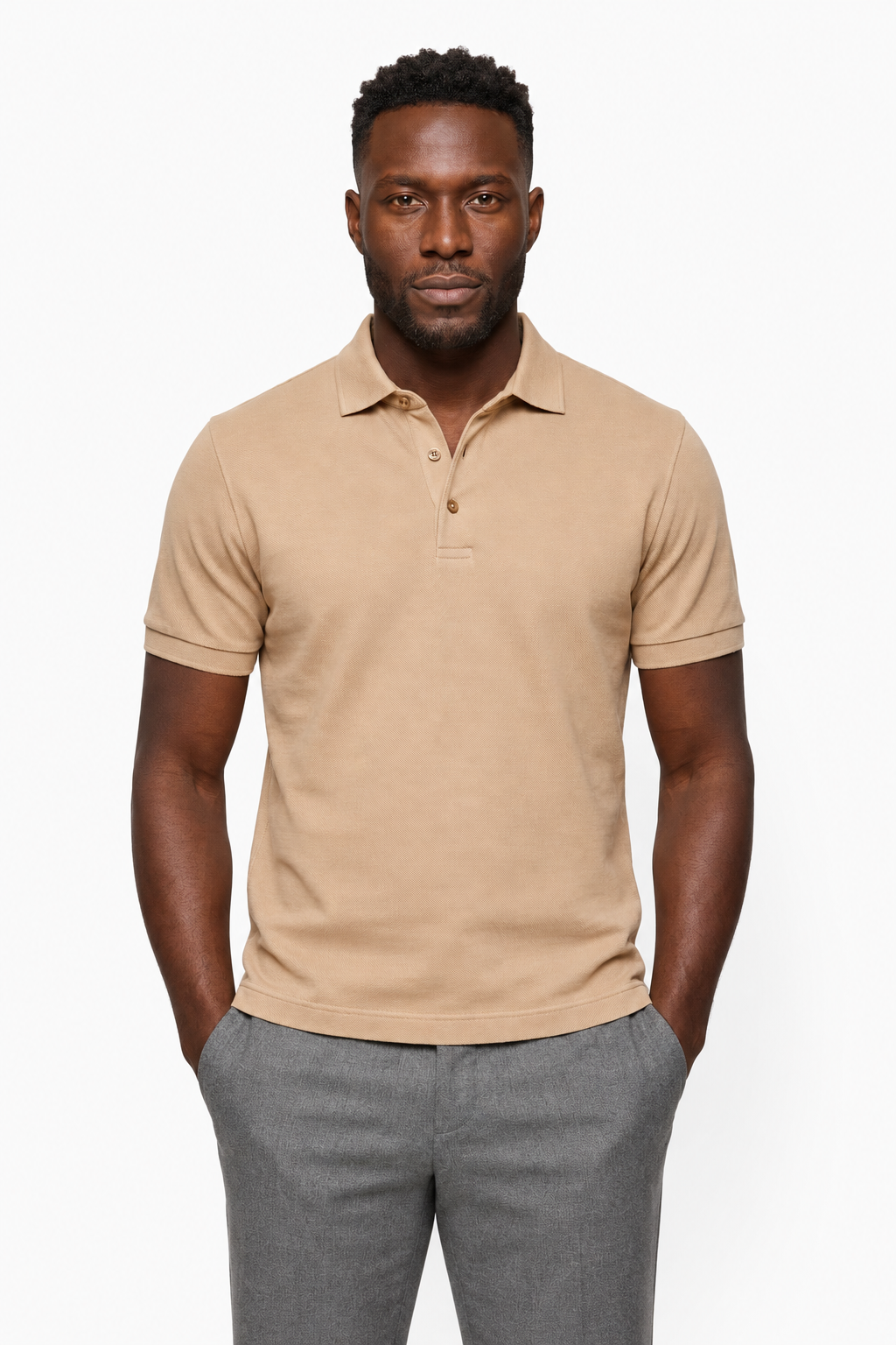 Sandfarvet Hør Polo til Mænd - 100% Hør Sommer Polo - - Polo skjorter - Valmont Wear