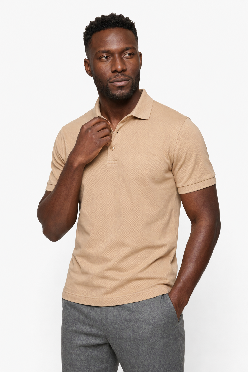 Sandfarvet Hør Polo til Mænd - 100% Hør Sommer Polo - - Polo skjorter - Valmont Wear