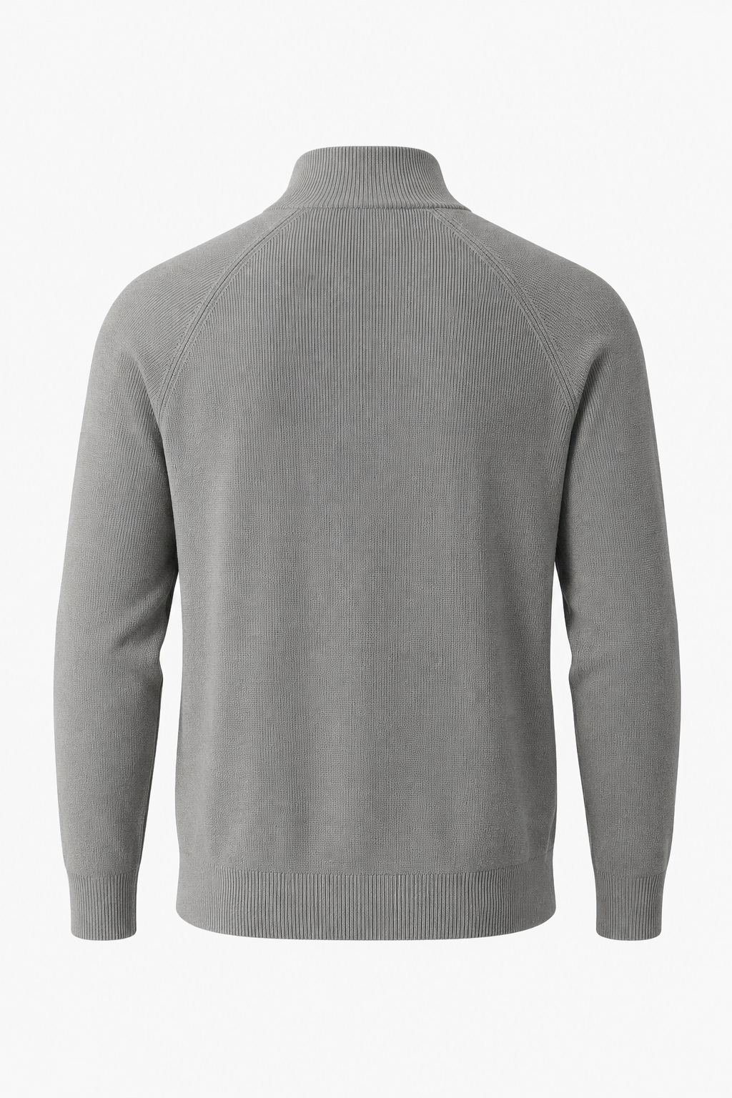 Half-Zip Striktrøje til Mænd – Grå, Blød Bomuld med Høj Krave - - Sweatre - Valmont Wear