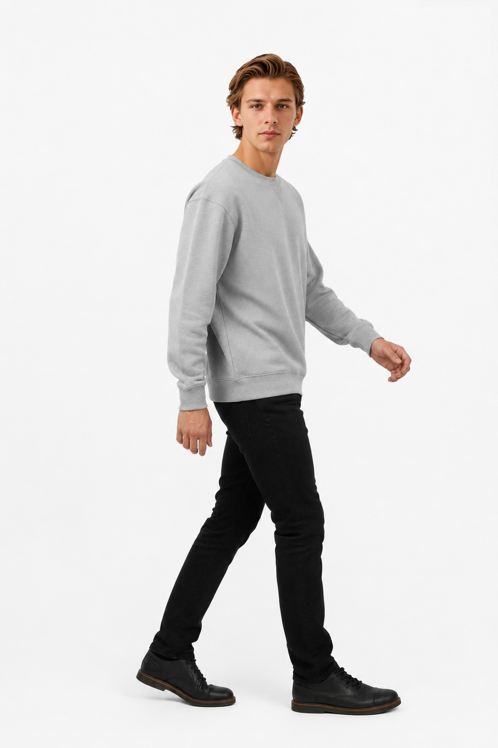 Oversized Striktrøje til Mænd - Grå - Uld - Heavyweight Rund Hals - - Sweatre - Valmont Wear