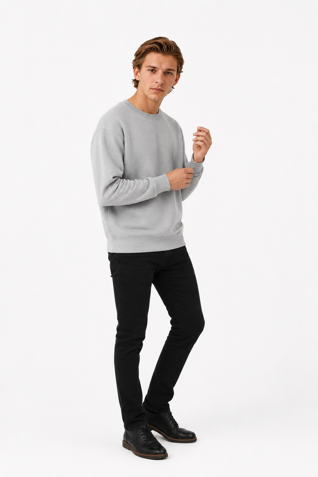 Oversized Striktrøje til Mænd - Grå - Uld - Heavyweight Rund Hals - - Sweatre - Valmont Wear