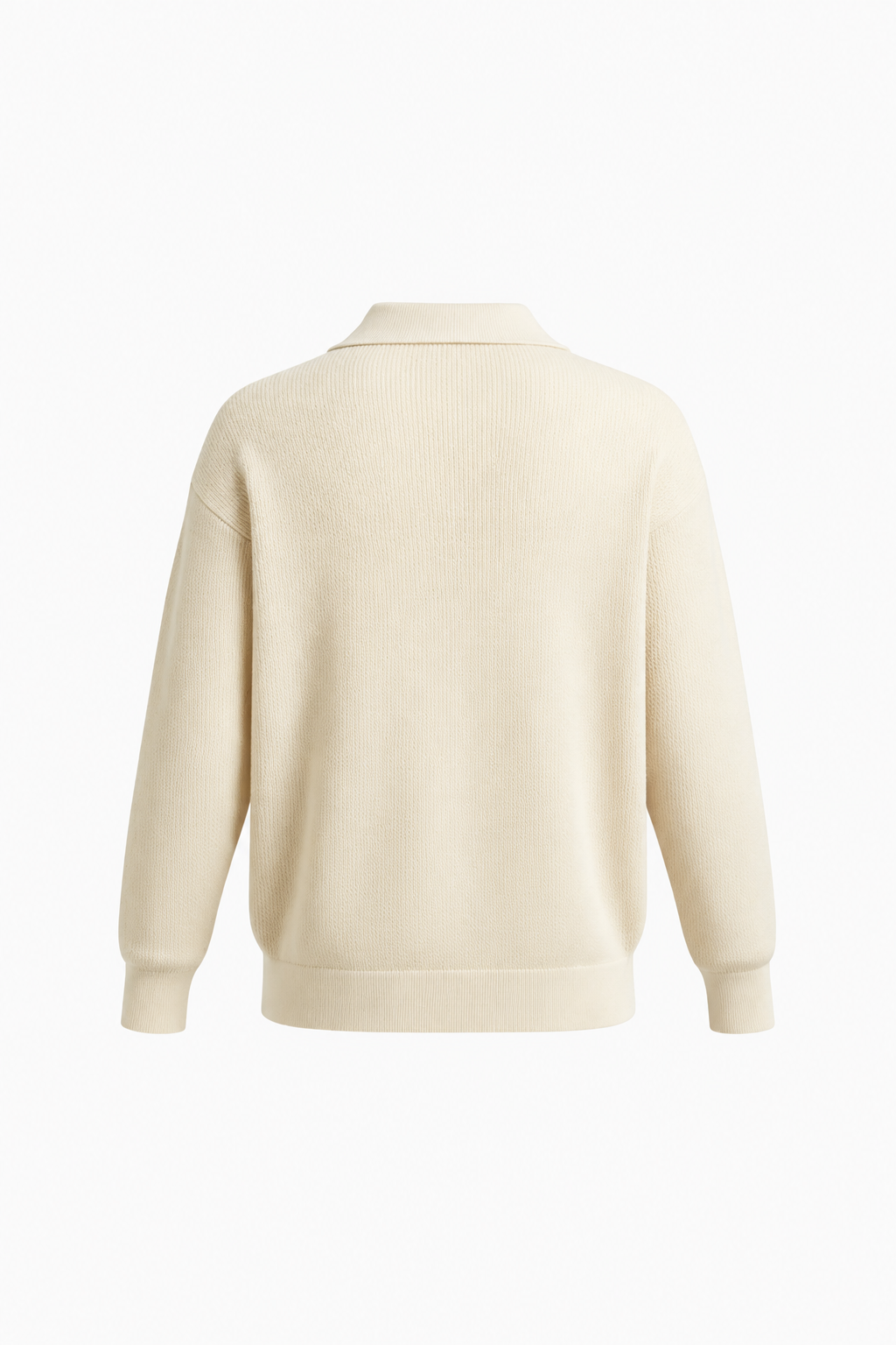Polo Strikskjorte til Mænd - Langærmet Creme Strik i Regular Fit - - Sweatre - Valmont Wear