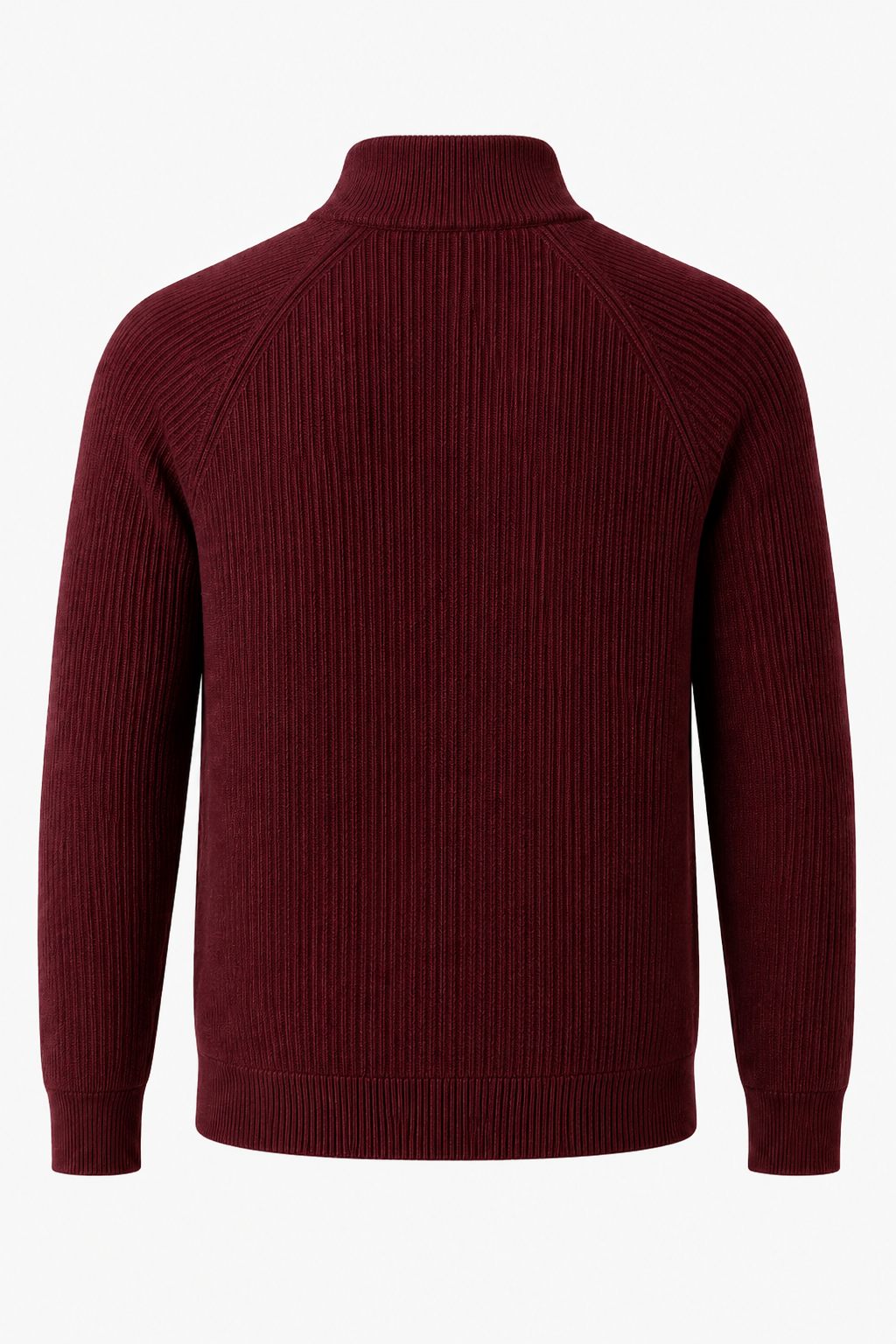 Herre Half-Zip Striktrøje i Bourgogne - Blød Bomuldsstrik med Klassisk Ståkrave - - Sweatre - Valmont Wear