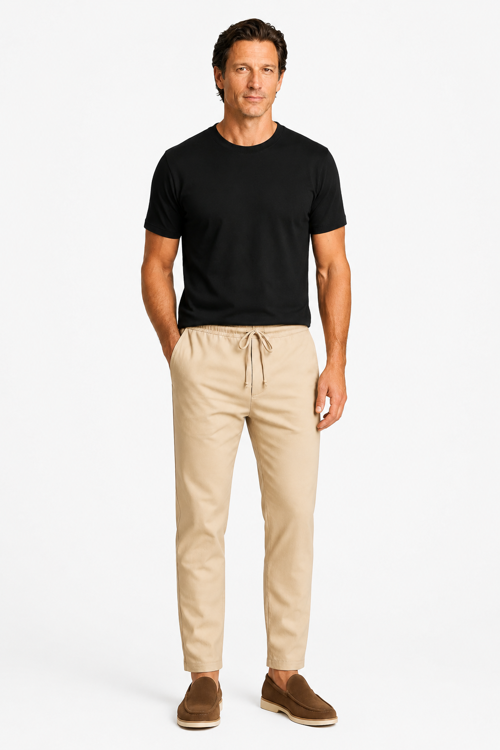 Bukser til Mænd - Beige - Uld - Regular Fit med Snøre - - Pants - Valmont Wear