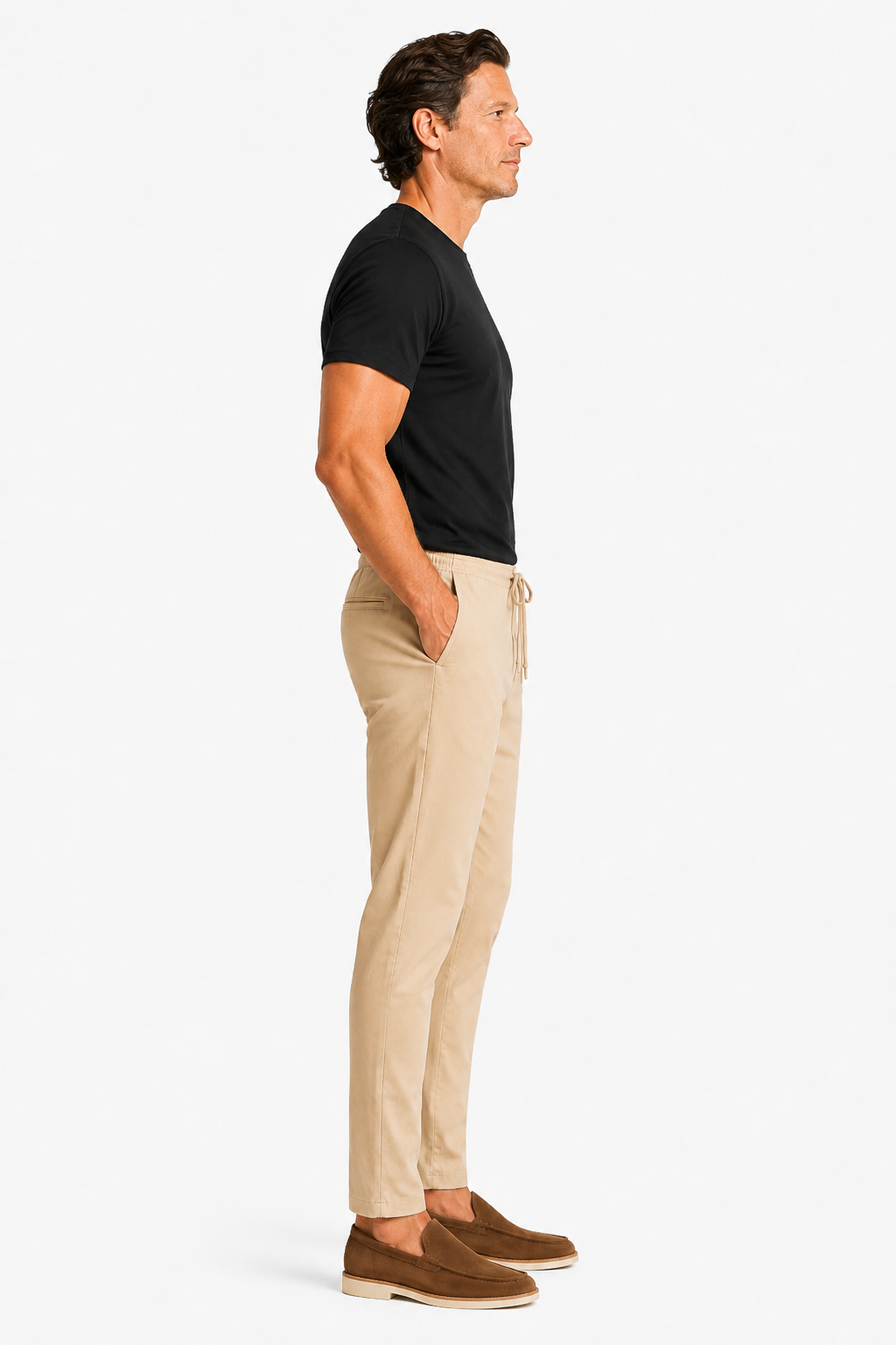 Bukser til Mænd - Beige - Uld - Regular Fit med Snøre - - Pants - Valmont Wear