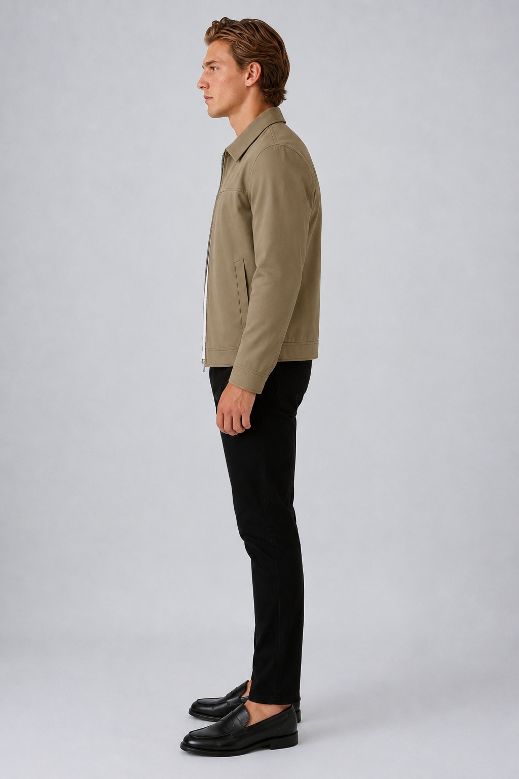 Herre Khaki Lynlås Jakke - Regular Fit Bomuld, Perfekt til Hverdagsbrug - - Jakker - Valmont Wear