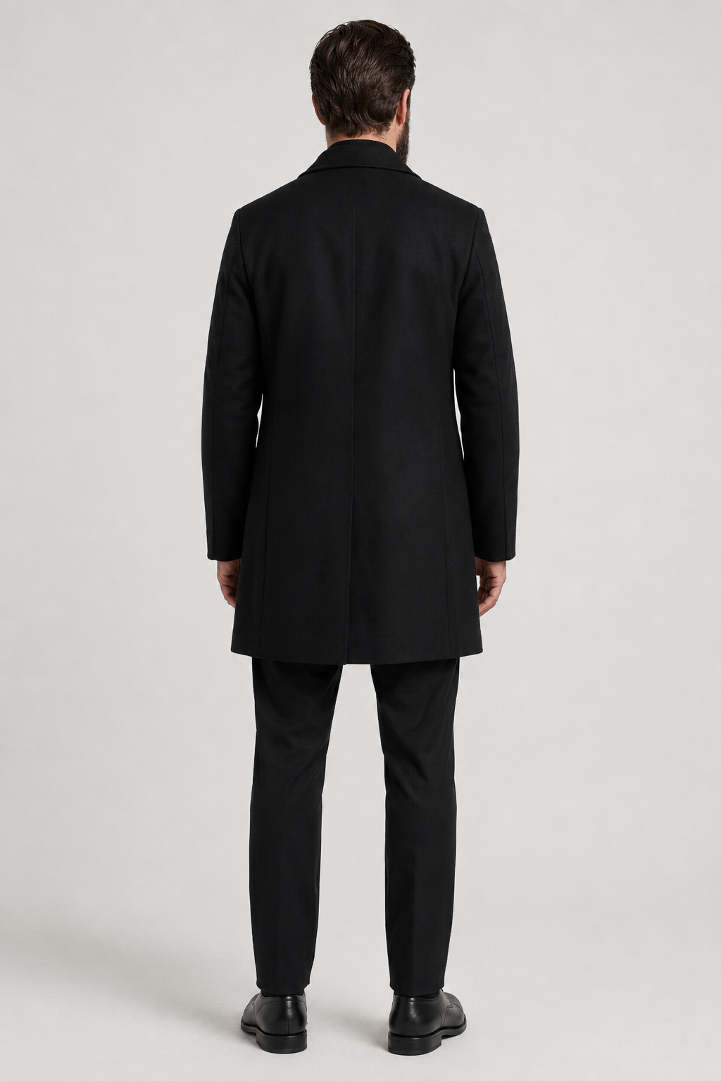 Herrefrakke Sort - Klassisk Lang Enkeltradet Frakke i Elegant Tekstilkvalitet - - Jakker - Valmont Wear