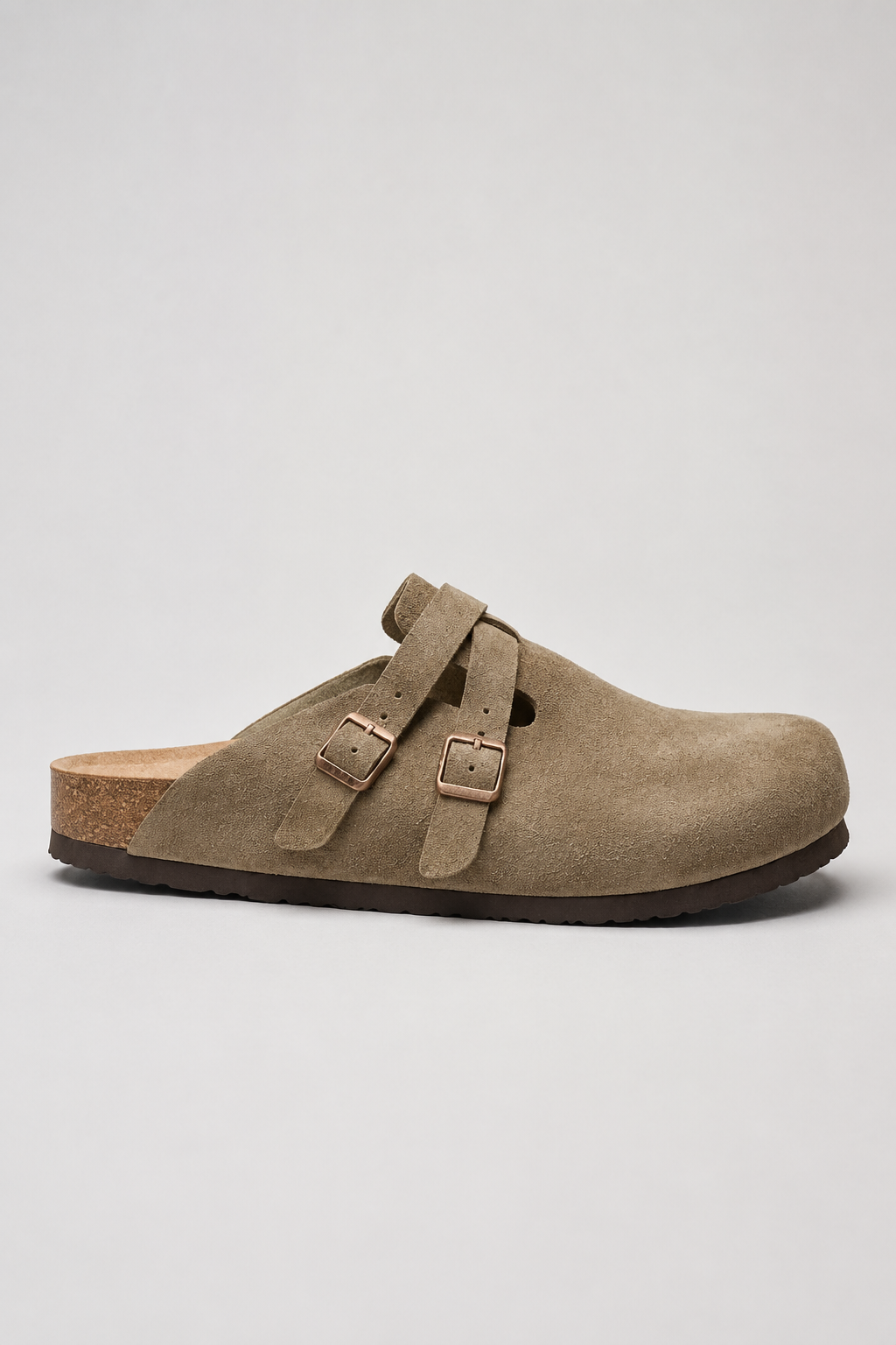 Herresandaler i taupe ruskind med dobbeltspænde – Komfortable og stilrene - - Sko - Valmont Wear