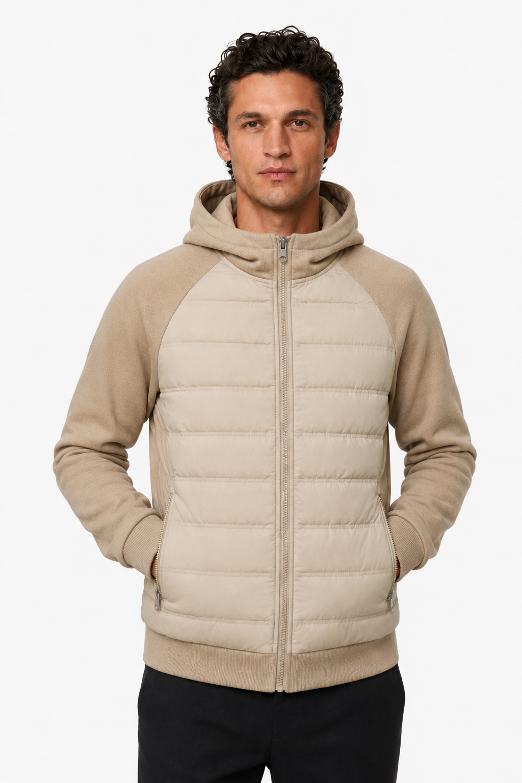 Hættetrøje til mænd i beige strik - Behagelig og løs pasform til fritid - - Jakker - Valmont Wear