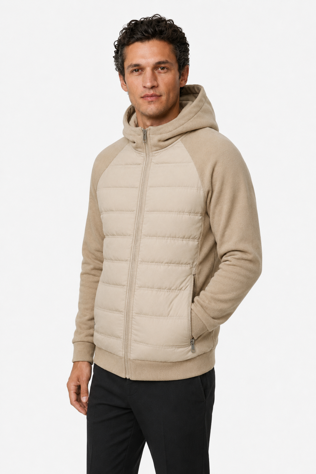 Hættetrøje til mænd i beige strik - Behagelig og løs pasform til fritid - - Jakker - Valmont Wear
